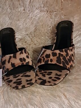 Wild Fable Print Slide Kitten Heel 2" Sandal - Brown & Black NWT Size 6 1/2
